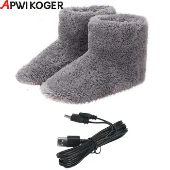 Зимни Топли зимни обувки Обувки с електрически отопляеми USB, моющаяся Удобен плюшен обувки с електрическо подгряване на закрито и открито