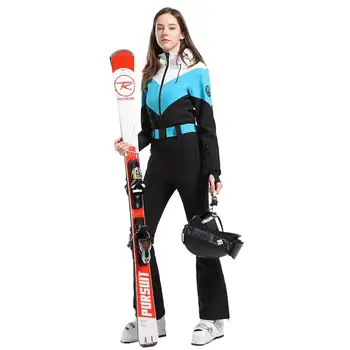 1 Комплект ски сесии с двойни вложки, Оборудвана, завязывающийся на талията Ветрозащитный, водоустойчив и топъл ски костюм с качулка