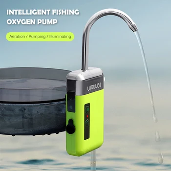 Преносим мини-кислороден помпа с въздушна каменна тръба, 3-в-1, USB зареждане, Автоматична водна помпа, led осветление за риболов на открито