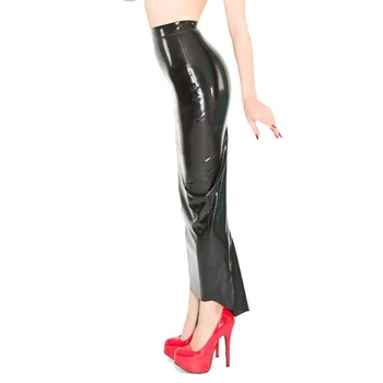 Секси тънка пола Макси от PVC с висока талия, коригиращото бельо, асиметричен подгъва, поли-кефал с дължина до пода, Елегантни дами