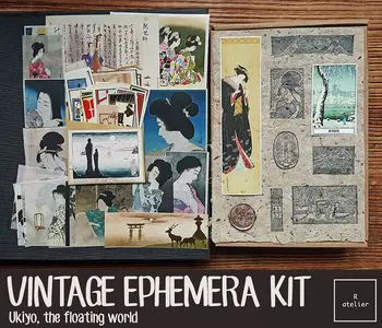 Етикети за scrapbooking, японски етикети в стил Укие, Естетическо винтажное украса за японския дневник