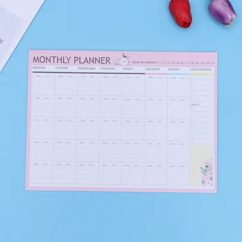 Месечен планер, декоративен органайзер формат А4, календар, записная книжка, бонбони, седмичен дневник, бележник за водене на бележки (случаен цвят)