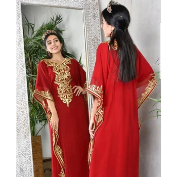 Червените Марокански caftans от Дубай, Абая, много красива дълга рокля, с плажна рокля за партита, европейски и американски модни тенденции