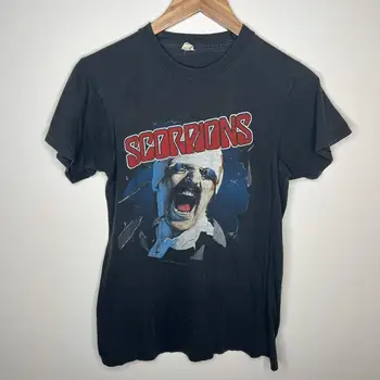 Концерт на тениска vtg 80s СКОРПИОНИТЕ BLACKOUT, ТУРНЕ в САЩ, 1982, мъжка тениска M