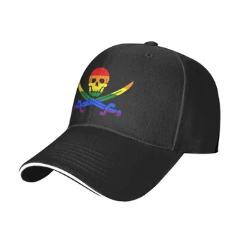 Шапка Rainbow Pirate Jolly Roger бейзболна шапка с регулируема козирка за сандвич, забавни папины шапки, шапка за голф, дамски Зимни мъжки
