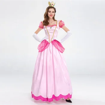 Костюм на Супер брат Луиджи за възрастни, фантазийное принцеса рокля на сладко розово, праскова, карнавальная парти в чест на Хелоуин