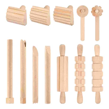 Stobok Детски Играчки Детски играчки 1 Комплект Дървени инструменти, Играчки за деца Инструменти, за да даде форма на глината Комплект дървени скалок Инструменти за скулптура
