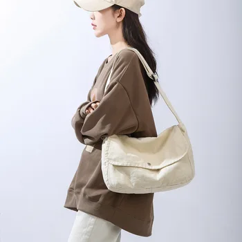 Дамски холщовая чанта-месинджър, Модерна чанта през рамо, по-голямата голям чанта през рамо, реколта чанта-тоут, пътна чанта за отдих