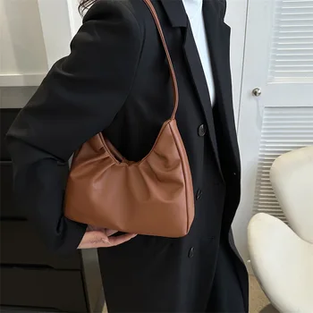 Ежедневна чанта от изкуствена кожа 2024, Пролет и лято, Нова чанта, Дамски модни лесна чанта за подмишниците, чанта за през рамо в корейски стил, търговия на Едро