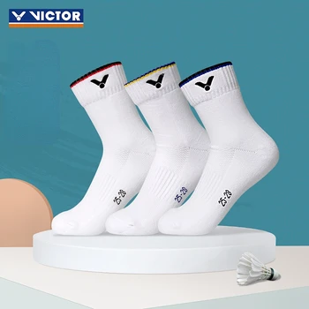 3 Чифта Чорапи victor Sport, тенис чорапи, мъжки и дамски чорапи за бадминтон, памучни чорапи за бягане през зимата