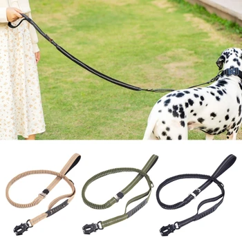 Каишка за дресура на кучета с амортизация, подплатена дръжка за управление за теглене на кучето