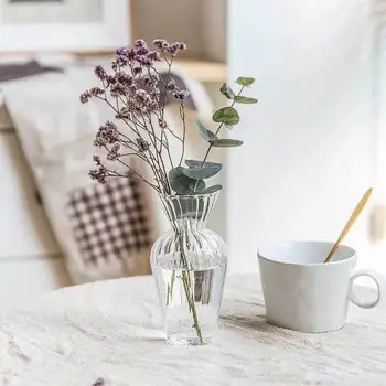 Модни универсална прозрачна ваза за цветя, лесно моющаяся Стъклена ваза с широко приложение