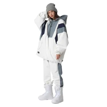 Топъл ски костюм за жени и мъже, водоустойчиви ветрозащитная яке за ски и сноуборд, комплект панталони, женски, мек вълнен плат комплект за каране на сноуборд