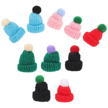 10шт Възли мини-шапки, аксесоари за бродерия, възли на една кука мини-шапки с pom-помераните, шапки (разноцветни)