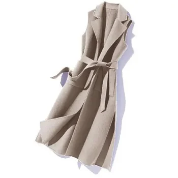 Нов стил от женски вълнена жилетка със средна дължина, 2023, жилетка, есен-зима, Малка Корейската версия, Свободно демисезонное палта за жени