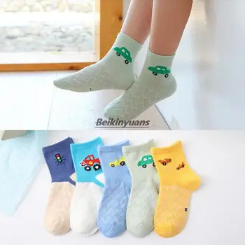 Детски летни окото мультяшные дишащи памучни чорапи British fashion fan car, студентски чорапи, бебешки чорапи