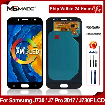 AMOLED На Samsung Galaxy J730 LCD J730F J7 Pro 2017 LCD Сензорен дисплей и Цифров Преобразувател В Събирането За Samsung J7 2017 Display