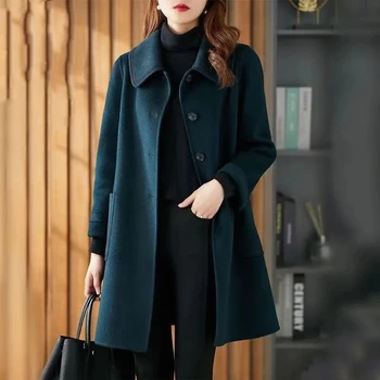 2023 Женски вълна палто Модни Корейски обикновена палта Якета Дамски Пролетно яке Ежедневни Вълнена горна дреха