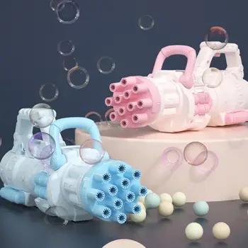 Детски автоматично играчки за сапунени мехури Gatling, лятна машина за сапунени мехури от сапунена вода, Електрическа машина за сапунени мехури 2-в-1 за децата, подарък играчка