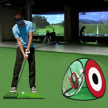 PGM Найлон Тренировочная мрежа за голф с 3 топки, 4-Странен Рязане на окото игрище с 3 дупки, Клетка за рязане на топки, може да се използва на закрито и на открито LXW021