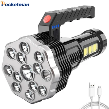 Мощен led фенерче, мощен USB-акумулаторна фенерче, преносима градинска лампа, вградена батерия, COB 13 led светлини.