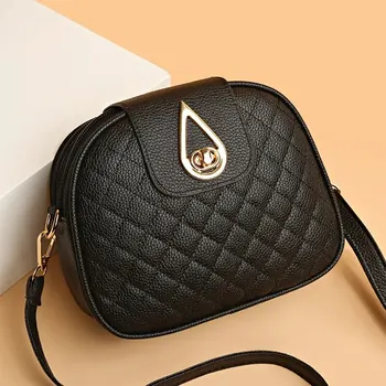 Малка квадратна чанта дамски Новата модерна текстура Lingge Fashion Универсален Корейската версия Трехслойная чанта на едно рамо Дамски Cros