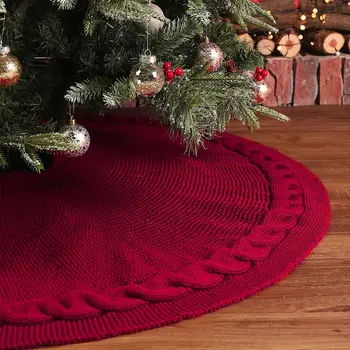 Вязаная пола във вид на елхи 48 инча, Вязаное Плътно Коледна украса в селски стил, Подарък за Коледа, Коледни аксесоари