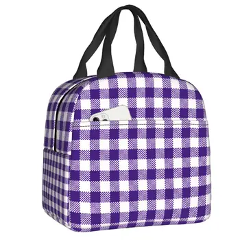 Луксозна клетчатая чанта за обяд, дамски чанти-хладилник в геометрична клетка, преносим термоизолированная чанта-хладилник за обяд, учебни работни чанти за пикник