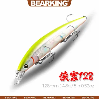 BEARKING-Твърда стръв за плотвы и костур, качеството на Minnow, професионална дълбочина 0,5-1 m, 128 mm, 15 г, 6 цвята