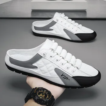 Модерен мъжки Джапанки 2023 г., Нов Стил, на равна подметка, Летни Обувки Baotou на тънка подплата