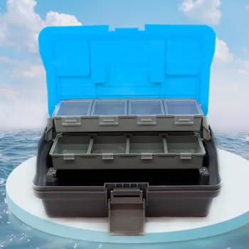 3-Слойная сгъваема кутия за рибарски принадлежности, многофункционална кутия за рибарски принадлежности с дръжка, кутия за съхранение на оборудване за съхранение на риболовни принадлежности