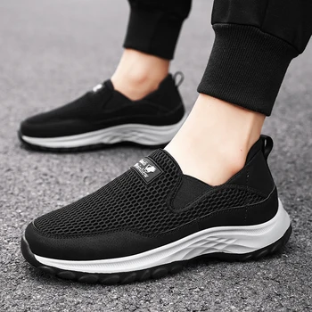 Лятна ежедневни обувки за мъже, новост 2023 г., мъжки обувки, без застежек от дишаща мрежа, модерни улични леки нескользящие мъжки маратонки