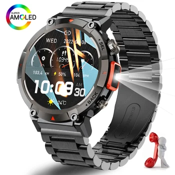 Нови улични умни часовници за мъже с фенерче, спортен фитнес гривна, водоустойчив умен часовник за измерване на кръвно налягане IP67 за Android
