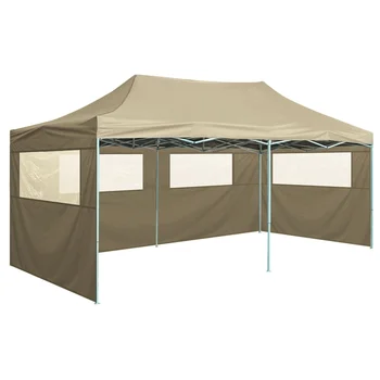 Професионална сгъваема палатка, стомана, кремав, с 4 стени, 3x6 м