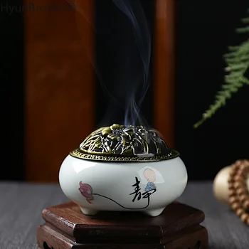 Креативна китайската вятърна кадилница с lotus, Мини Тибетски кадилница от сплав, Кадилница от сандалово дърво, Начало декор, Нов титуляр за тамян