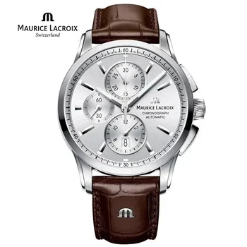 Часовници MAURICE LACROIX Серията Ben Tao С трехглазым хронограф Модерни Ежедневни Луксозни Кожени мъжки часовник Relogios Masculinos