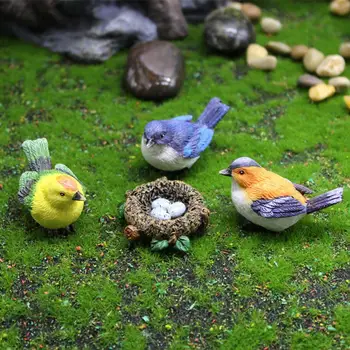 Красиви миниатюри Начало декор Дизайн Птичи гнезда Безопасни Градински фигурки от Птичи гнезда, Скулптура от Дърво, Декорация на работния плот