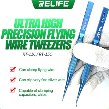 RELIFE RT-11C/15C Сверхвысокоточные Летящи Телена Пинцети с Директен /, извит Връх 0,15 мм Специално За Инструменти За Ремонт на Телефони Fly Line