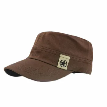 1бр Обикновена удобни шапки Военна шапка с плосък покрив Кадетский патрул Храсти шапка бейзболна шапка за момчета Gorras Para Hombres