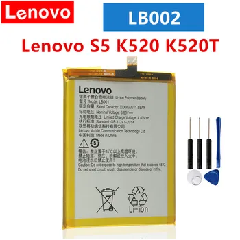 LB002 Оригинална батерия на Lenovo 3000 ма за батерията на мобилния телефон на Lenovo S5 K520 K520T + безплатни инструменти