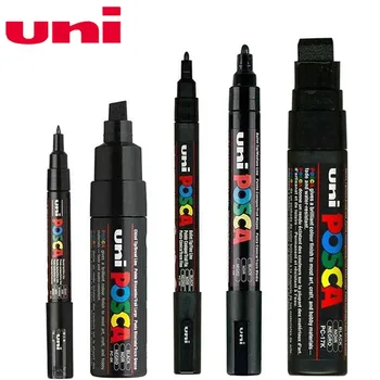 5 бр./компл. UNI Posca Paint Pen Mixed Mark 5 Размера, Всеки с 1 Дръжка PC-1M/3M/5M /8K/17K Живопис POP Poster Рекламни Дръжка