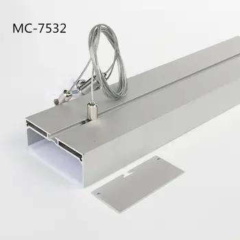 Профил от алуминиева сплав с размери 75 мм * 32 мм с дължина 1 М /2 М, с млечно-бяло капак за PC; Със стоманена тросом; Алуминиев led профил за led ленти