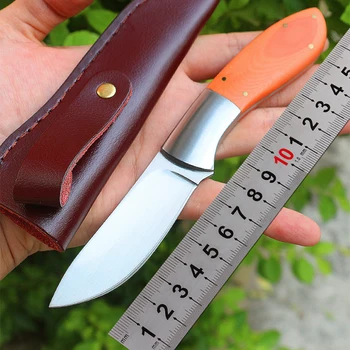 Безплатна доставка Ловен нож ръчна изработка със стоманени остриета 440, походный нож за оцеляване, тактически нож с фиксирано острие, оранжева дръжка G10