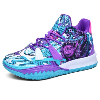 Младежки баскетболни обувки с шарени графити TopFight Color Mix, спортни обувки, гумени подметки, заглушителен маратонки с антифрикционным покритие