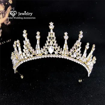 CC Сватбената Корона Диадема Женски накити за косата Аксесоар за ангажименти за сватбени на короните на Шаферките Украса принцеса Чар YQ22