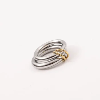 Ново модно Пръстен с двоен о-пръстен за жени И мъже, Пръстен от неръждаема стомана, в сребърен цвят, Подаръци за Рожден Ден