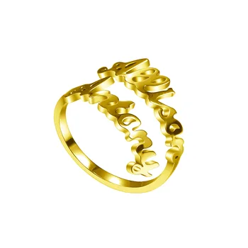 Персонални пръстен от неръждаема стомана за жени, мъже, 2 Именни пръстени, Бижута, Регулируема Сватбен подарък за двойки