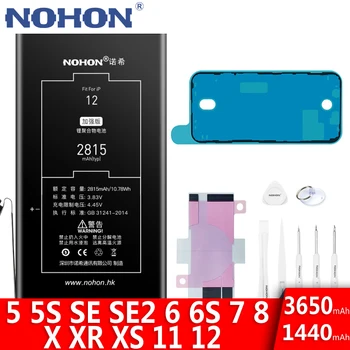 Литиево-Полимерна Батерия NOHON За iPhone 12 11 X XR XS 8 7 SE 2020 6S 6 5S 5C 5 Сменяеми Батерии Реалния Капацитет Bateria
