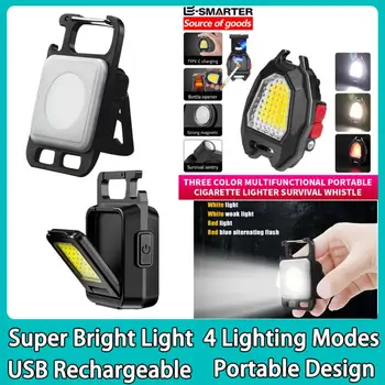 Мини Led Фенерче Ключодържател Светлина Многофункционален Портативен COB Къмпинг Светлини USB Зареждане Работни Светлини риболов Lanterna