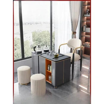 Лека луксозна количка за чай, чайник Wujinshi, вградени домакински балкон, малка масичка за чай, модерни офис произведено чай маса